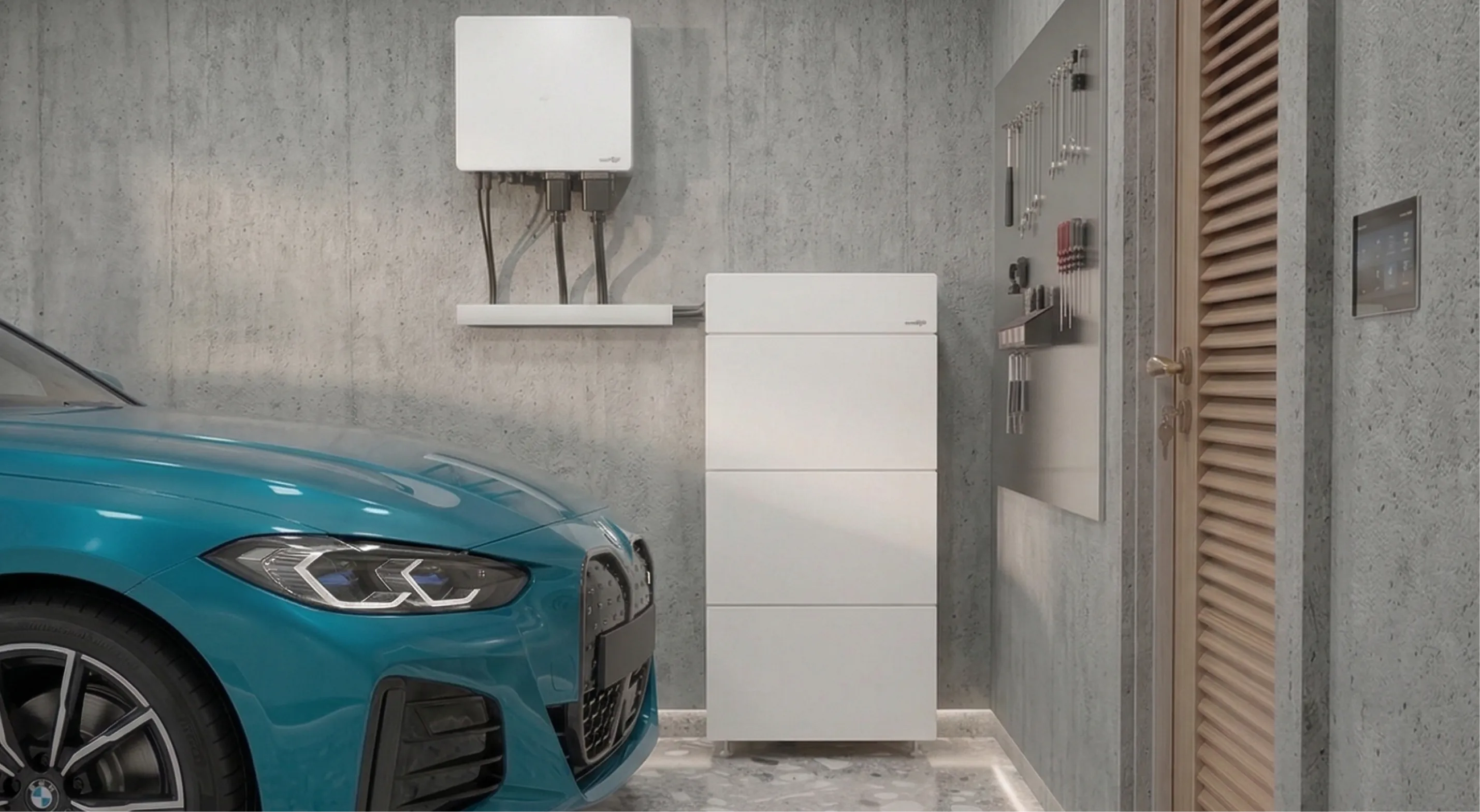 PV-Anlage mit Batteriespeicher und Wechselrichter